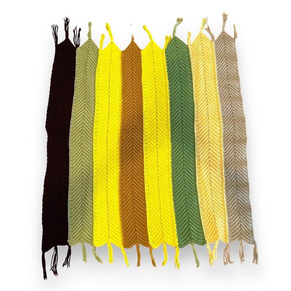 Handmade Crochet Throw Blanket Afghan Chevron Zig Zag Multicolor Stripe 50"x53" - Picture 11 of 16